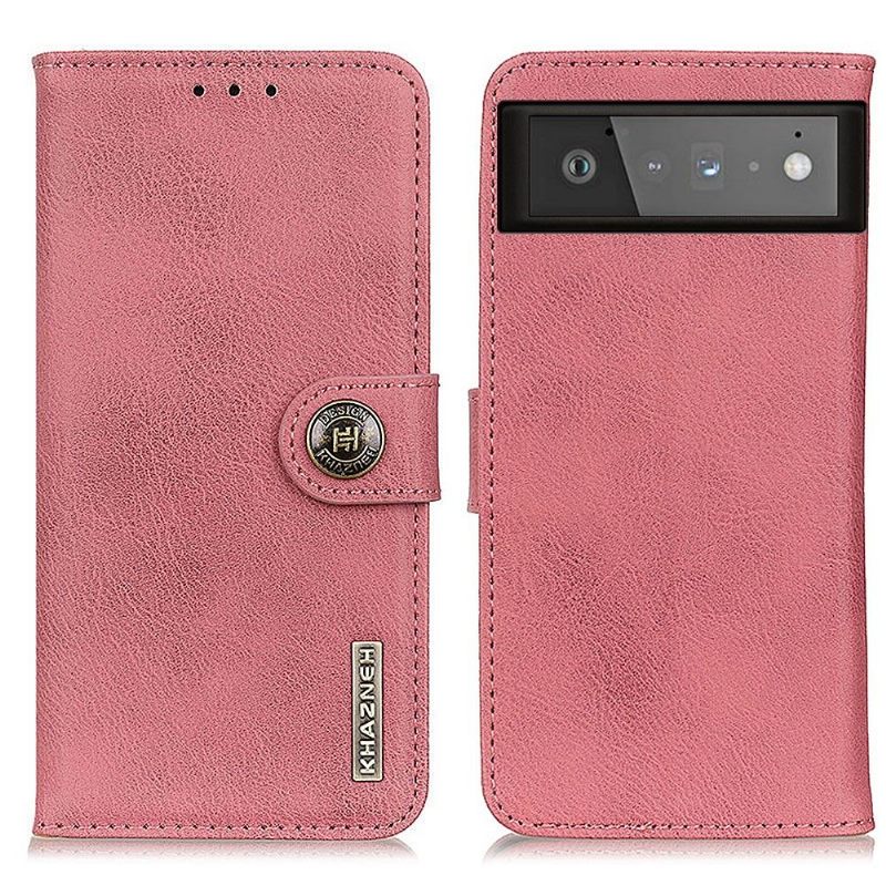 Folio-hoesje voor Google Pixel 6 Anti-fall Khazneh Lederen Effect Kaarthouder