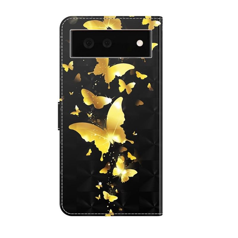 Folio-hoesje voor Google Pixel 6 Gouden Vlinders Illustratie