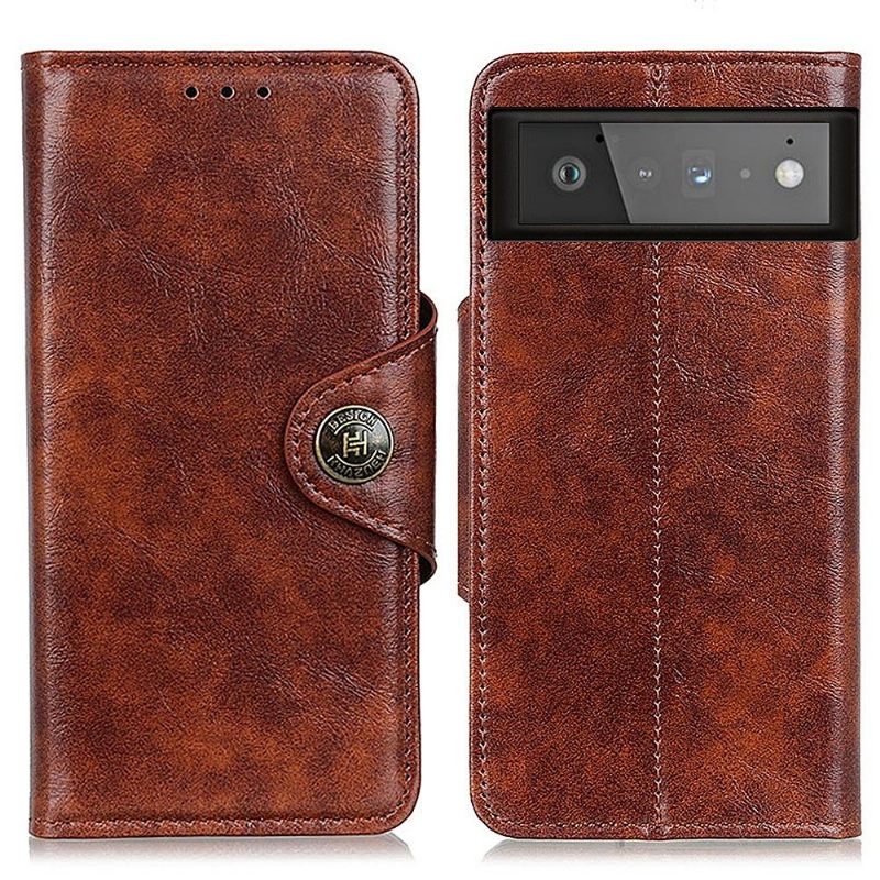 Leren Hoesje voor Google Pixel 6 Bescherming Khazneh-ontwerp Essentieel