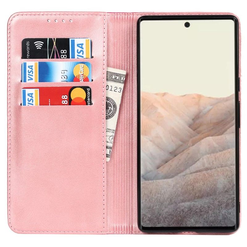 Leren Hoesje voor Google Pixel 6 Folio-hoesje Tweekleurige Flap Kaarthouder