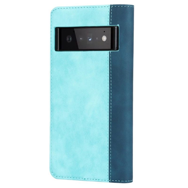 Leren Hoesje voor Google Pixel 6 Folio-hoesje Tweekleurige Flap Kaarthouder