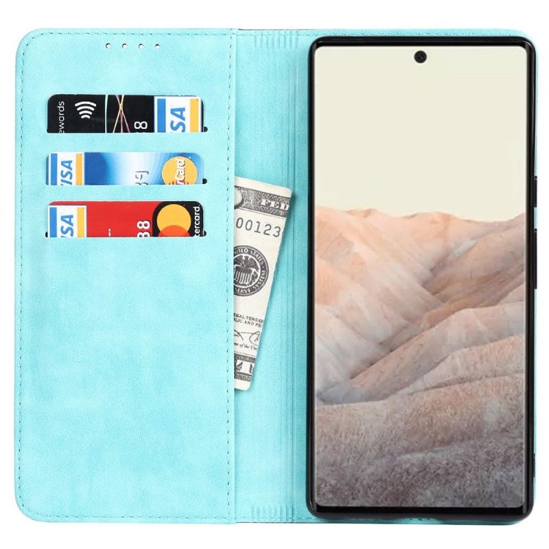 Leren Hoesje voor Google Pixel 6 Folio-hoesje Tweekleurige Flap Kaarthouder