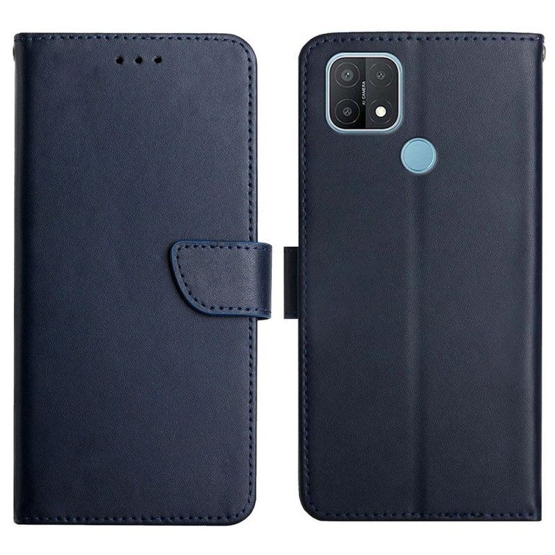 Folio-hoesje voor Oppo A15 Echt Nappaleer