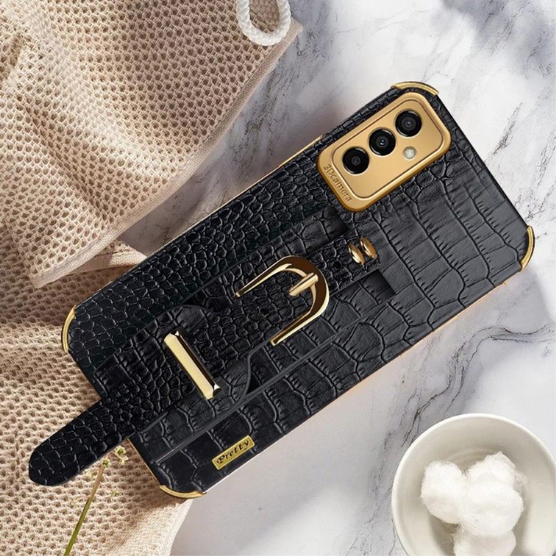 Hoesje voor Samsung Galaxy M23 5G Krokodil-effect Met Riem