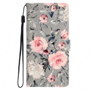 Flip Case Leren Xiaomi Redmi Note 14 Pro Plus 5g Roze 3d Bloemen
