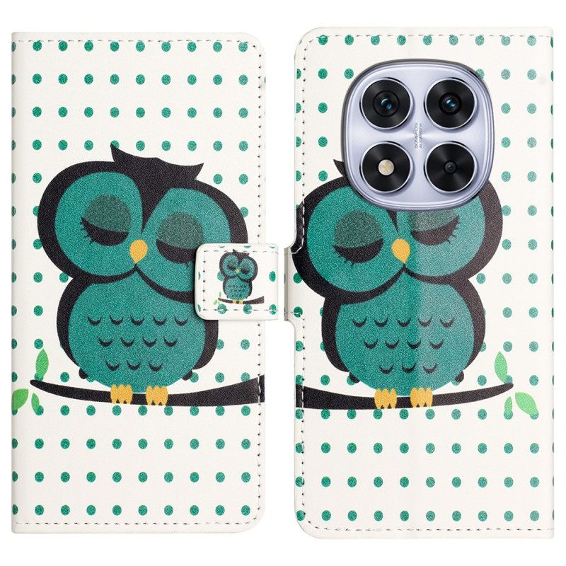 Folio-hoesje Xiaomi Redmi Note 14 Pro Plus 5g Slapende Uil