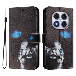 Folio-hoesje Xiaomi Redmi Note 14 Pro Plus 5g Telefoonhoesje Vlinder- En Kattenpatroon