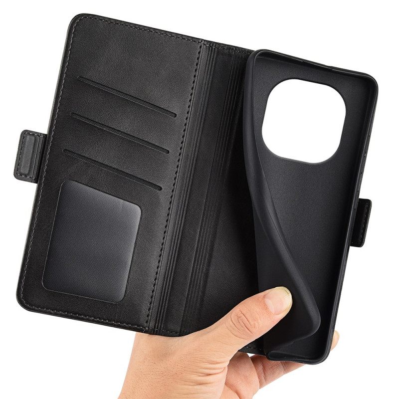 Leren Hoesje Voor Xiaomi Redmi Note 14 Pro Plus 5g Dubbele Sluiting