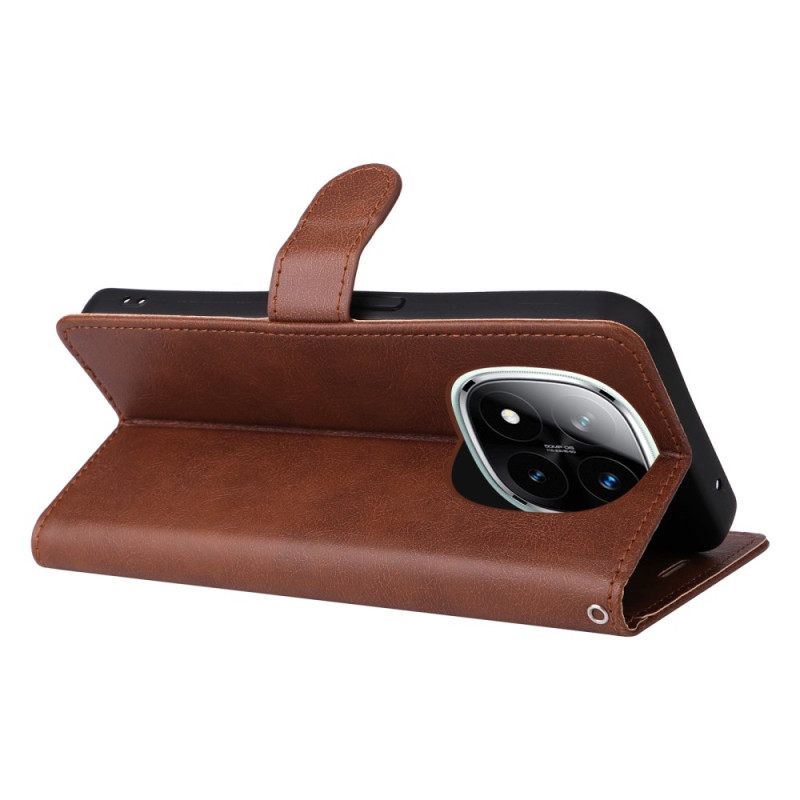 Leren Hoesje Voor Xiaomi Redmi Note 14 Pro Plus 5g Effen Imitatieleer