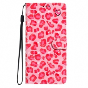Leren Hoesje Voor Xiaomi Redmi Note 14 Pro Plus 5g Roze Luipaardpatroon 3d