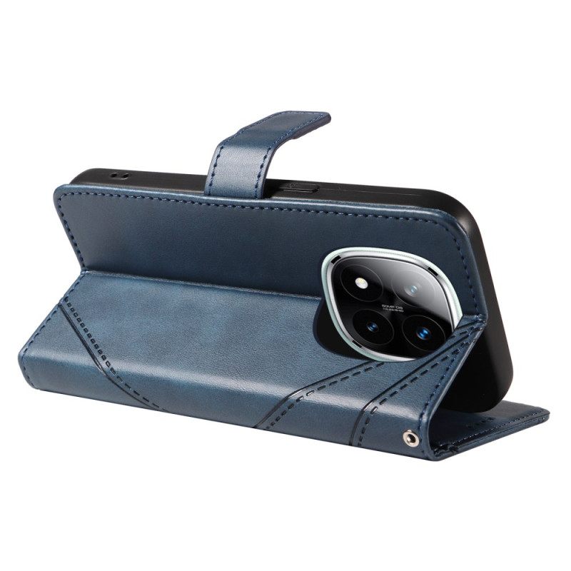 Leren Hoesje Voor Xiaomi Redmi Note 14 Pro Plus 5g Tweekleurige Gestreepte Strap-on