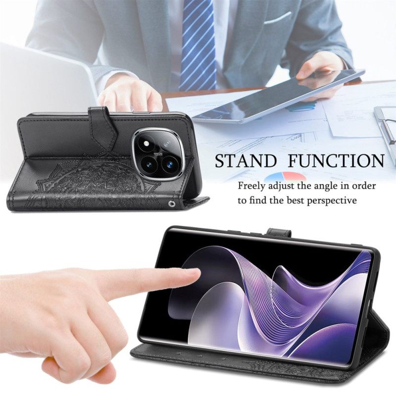 Leren Hoesje Xiaomi Redmi Note 14 Pro Plus 5g Barok Mandala Bescherming Hoesje