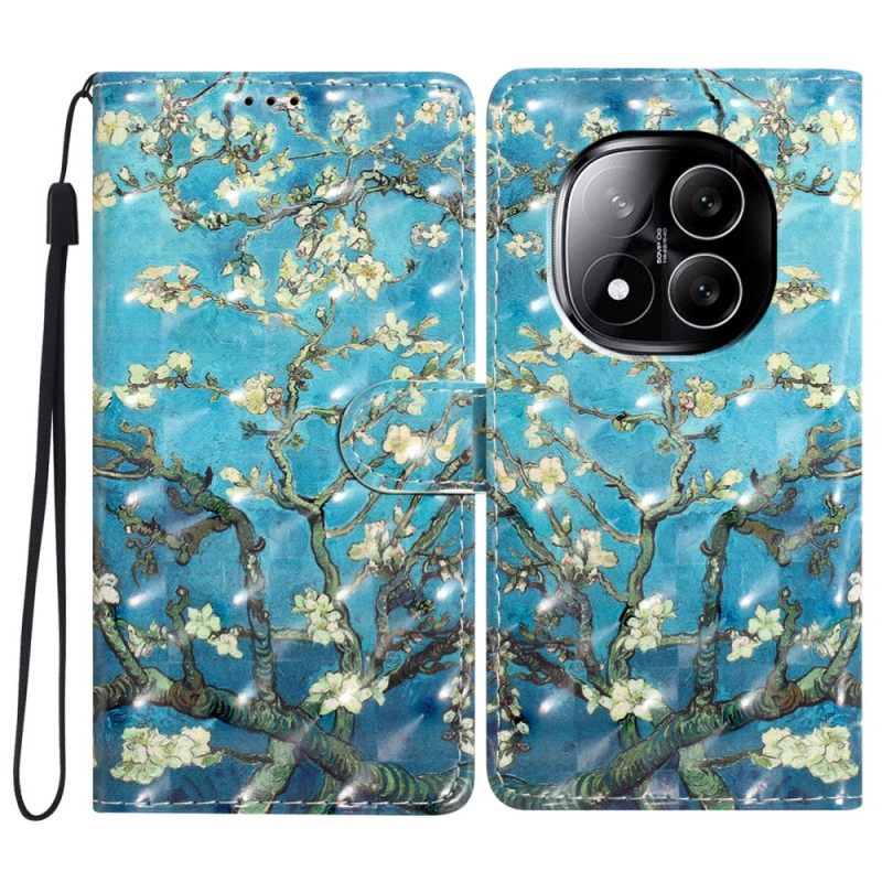 Leren Hoesje Xiaomi Redmi Note 14 Pro Plus 5g Bloemen 3d Patroon