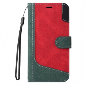 Leren Hoesje Xiaomi Redmi Note 14 Pro Plus 5g Driekleurige Strap-on