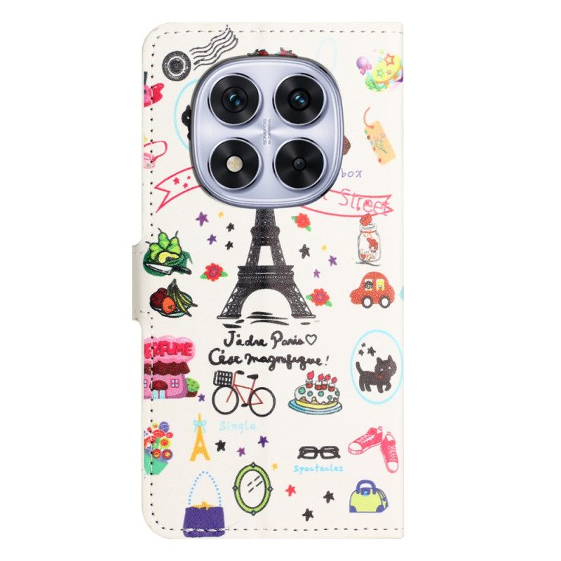 Leren Hoesje Xiaomi Redmi Note 14 Pro Plus 5g Eiffeltoren