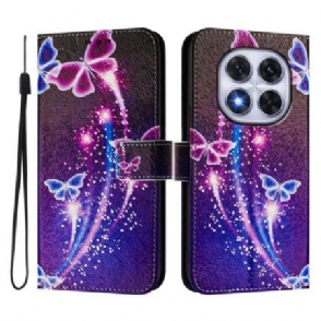 Leren Hoesje Xiaomi Redmi Note 14 Pro Plus 5g Feestelijk Vlinderpatroon Bescherming Hoesje