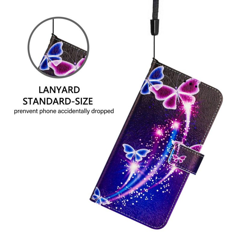 Leren Hoesje Xiaomi Redmi Note 14 Pro Plus 5g Feestelijk Vlinderpatroon Bescherming Hoesje