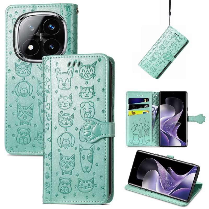 Leren Hoesje Xiaomi Redmi Note 14 Pro Plus 5g Geanimeerde Dieren Bescherming Hoesje