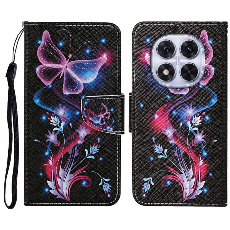 Leren Hoesje Xiaomi Redmi Note 14 Pro Plus 5g Gloeiende Vlinders