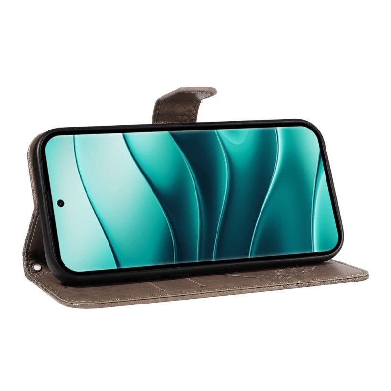 Leren Hoesje Xiaomi Redmi Note 14 Pro Plus 5g Grafische Vlinder Bescherming Hoesje