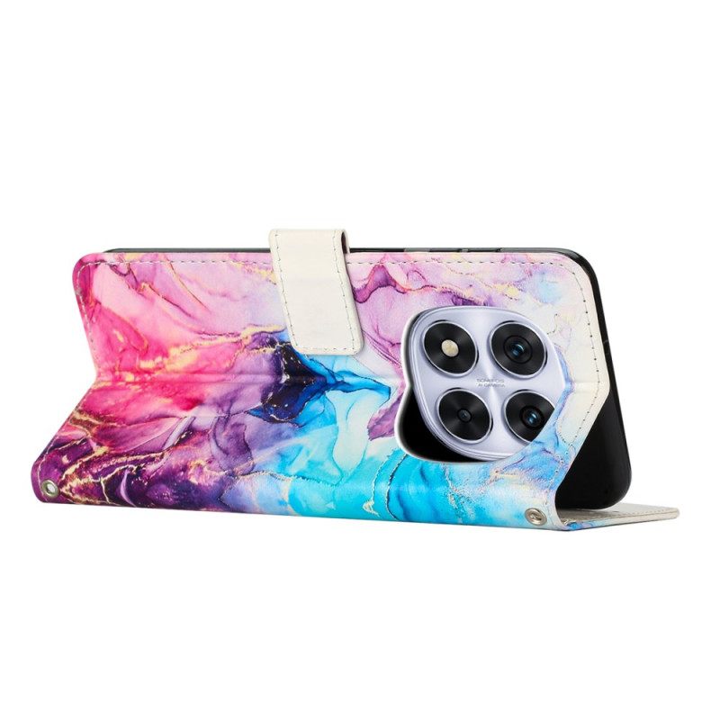 Leren Hoesje Xiaomi Redmi Note 14 Pro Plus 5g Marmer Bescherming Hoesje