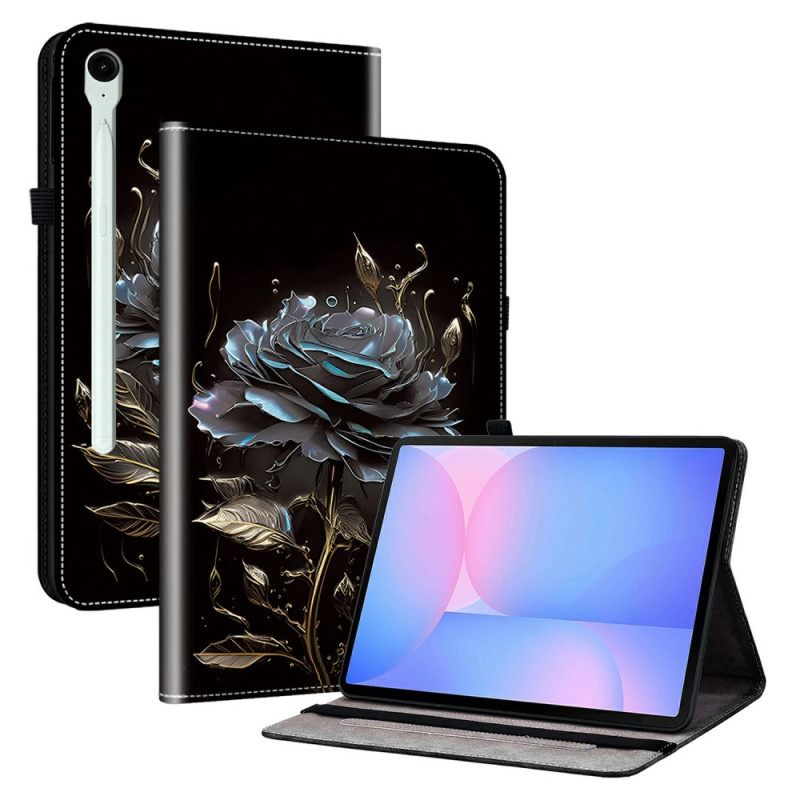 Cover Samsung Galaxy Tab S10 Fe Plus Elegante Zwarte Roos Bescherming