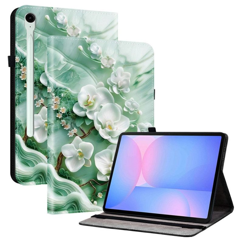 Cover Voor Samsung Galaxy Tab S10 Fe Plus Jade Bloemen