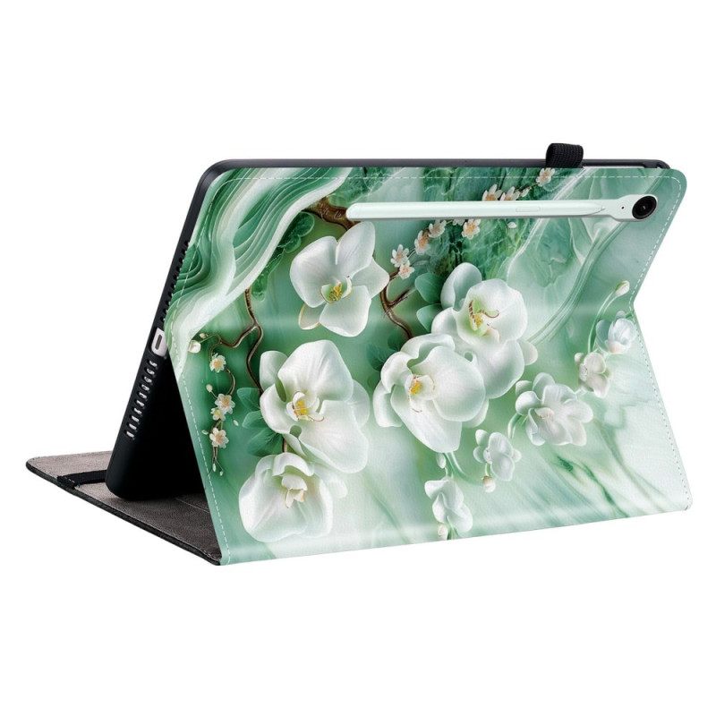 Cover Voor Samsung Galaxy Tab S10 Fe Plus Jade Bloemen