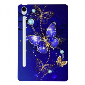 Hoesje Samsung Galaxy Tab S10 Fe Plus Blauwe En Gouden Vlinders