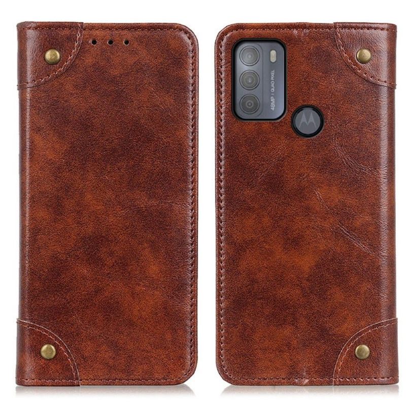 Case voor Motorola Moto G50 Simon Kunstleer Klinknagels