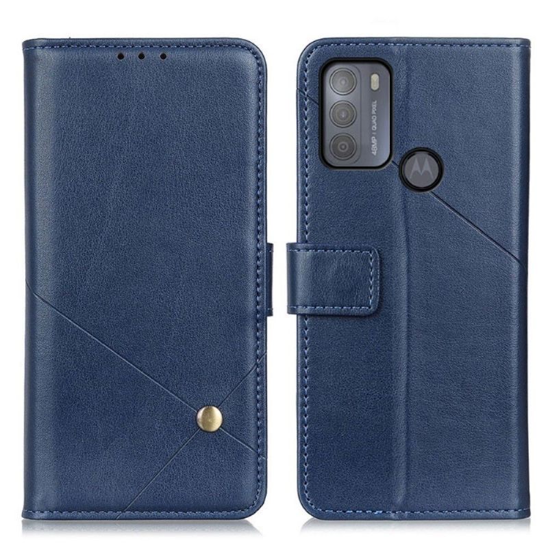 Flip Case voor Motorola Moto G50 Folio-hoesje Faux Lederen Flap Met Klinknagel