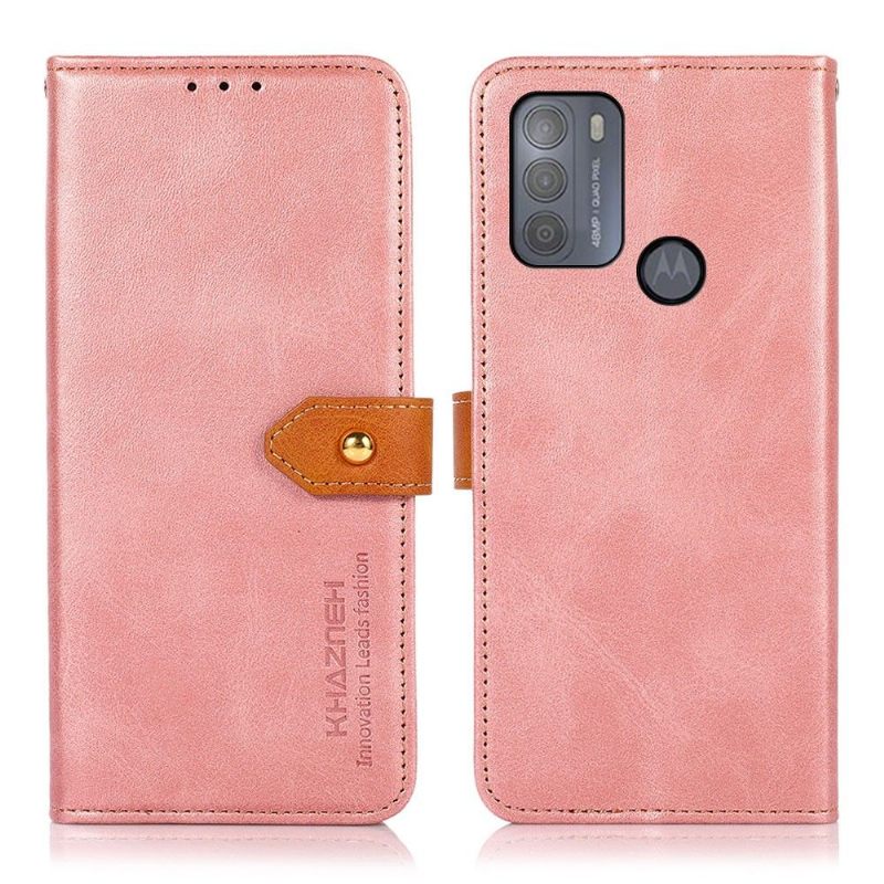 Folio-hoesje voor Motorola Moto G50 Anti-fall Khazneh Tweekleurig Kunstleer