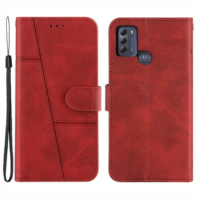Folio-hoesje voor Motorola Moto G50 Lijnen Met Leereffect