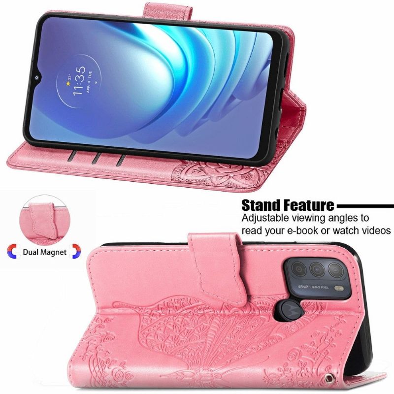 Folio-hoesje voor Motorola Moto G50 Vlinder Met Reliëf
