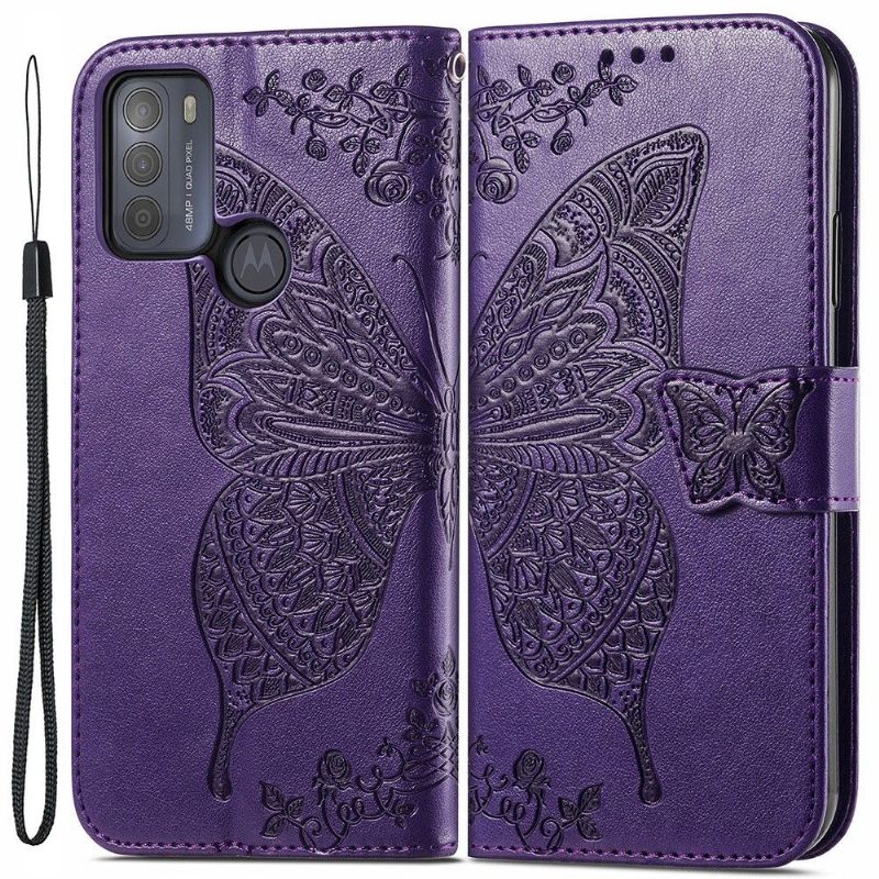 Folio-hoesje voor Motorola Moto G50 Vlinder Met Reliëf