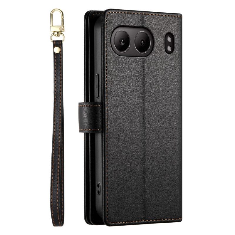 Bescherming Hoesje Oneplus Nord 4 Portemonnee Met Bandje En Schouderband