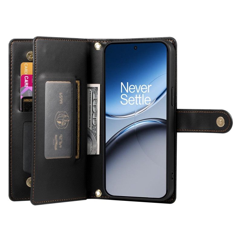 Bescherming Hoesje Oneplus Nord 4 Portemonnee Met Bandje En Schouderband