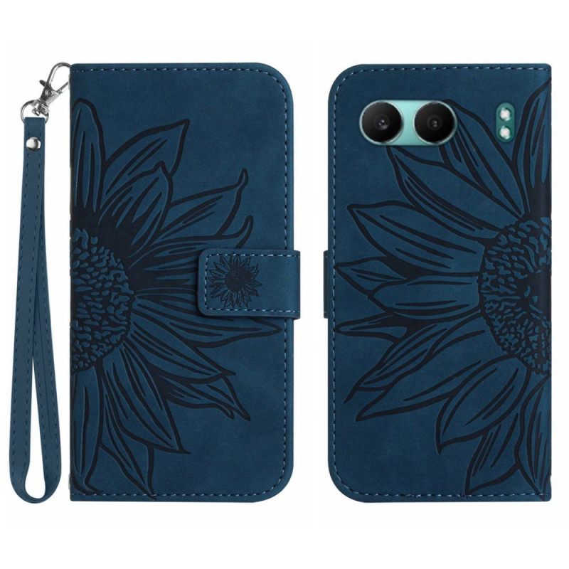 Bescherming Hoesje Oneplus Nord 4 Zonnebloemprint En Band