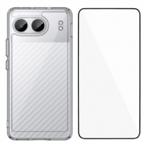 Cover Hoesje Oneplus Nord 4 Telefoonhoesje Transparant Met Gehard Glazen Schermbeschermer