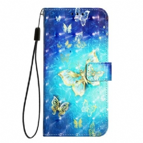 Flip Case Leren Oneplus Nord 4 Gouden Vlinders