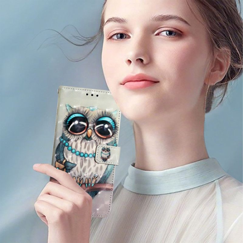 Flip Case Leren Oneplus Nord 4 Grijze Uil