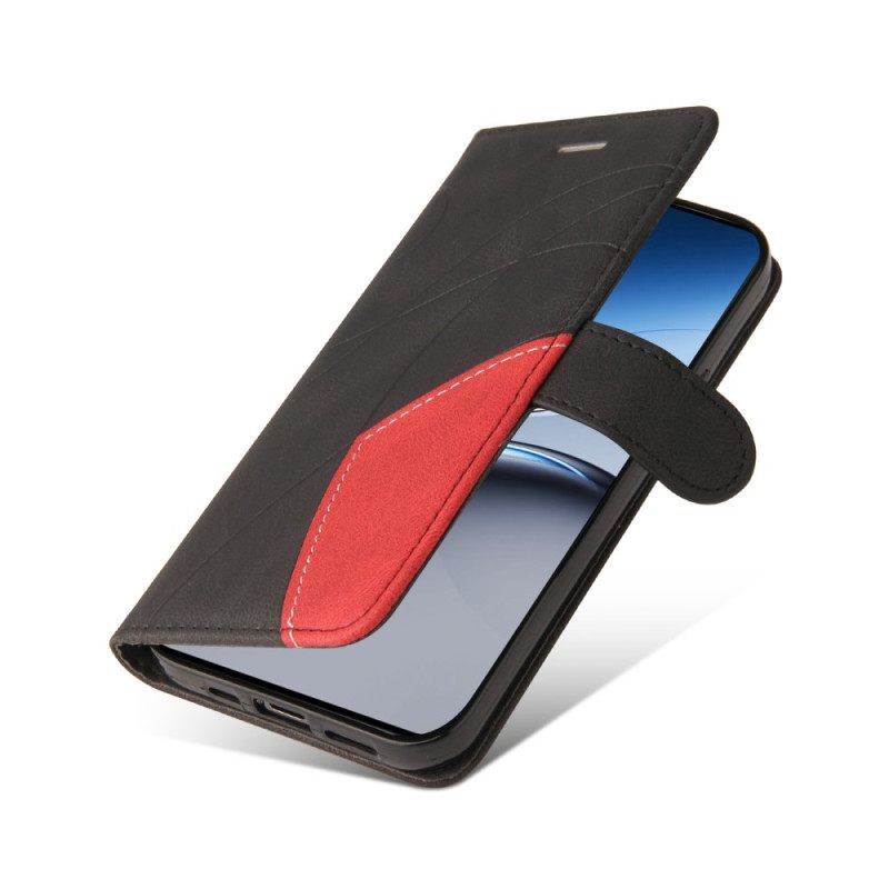 Flip Case Leren Oneplus Nord 4 Tweekleurige Golvende Lijn