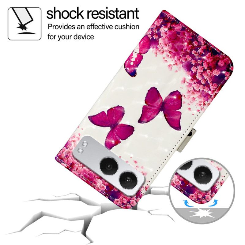 Folio-hoesje Oneplus Nord 4 Telefoonhoesje Rode Vlinders