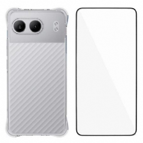 Hoesje Oneplus Nord 4 Verstevigd Transparant Met Gehard Glazen Schermbeschermer Bescherming Hoesje