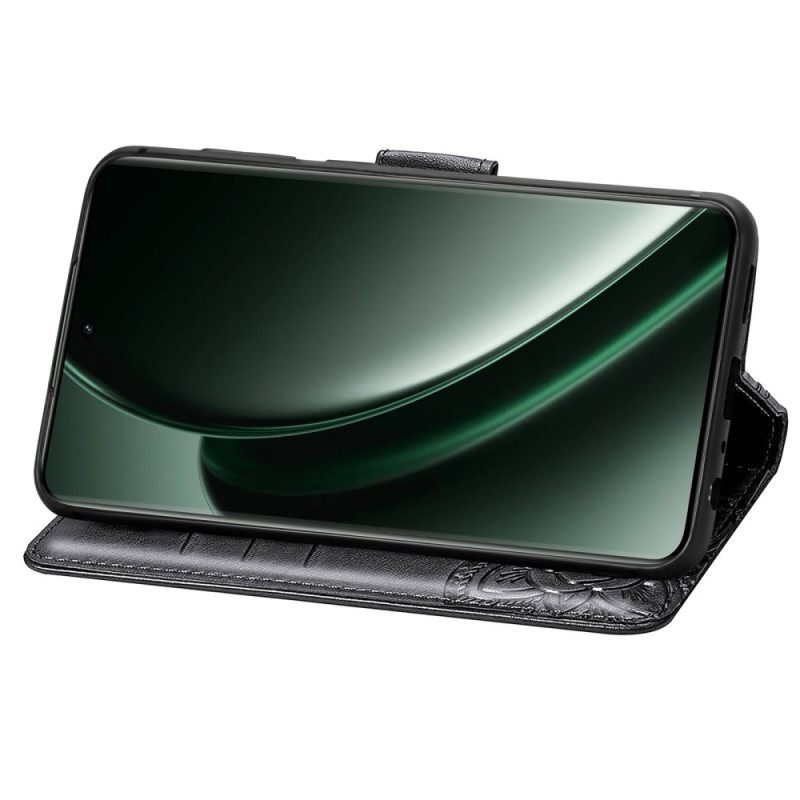 Leren Hoesje Oneplus Nord 4 Barokke Vlinder Bescherming Hoesje