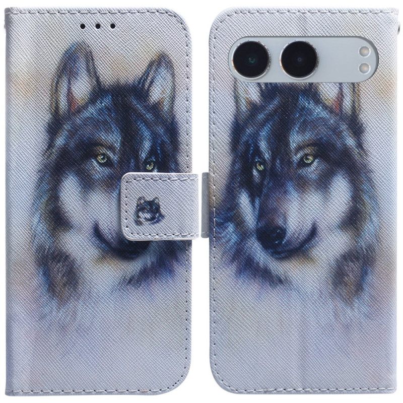 Leren Hoesje Oneplus Nord 4 Wolf Aquarel