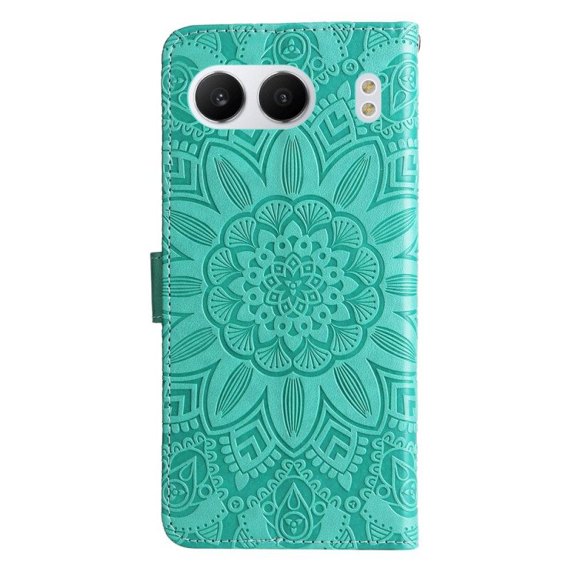 Leren Hoesje Voor Oneplus Nord 4 Bandje Met Zonnebloempatroon