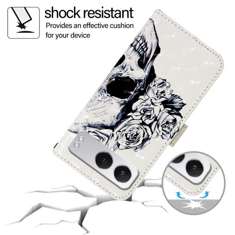 Leren Hoesje Voor Oneplus Nord 4 Bloemenschedel