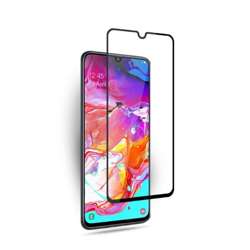 Telefoonhoesje voor Samsung Galaxy A70 Anti-fall Bescherming Hoesje Schermbeschermer Van Gehard Glas Op Ware Grootte - Zwart
