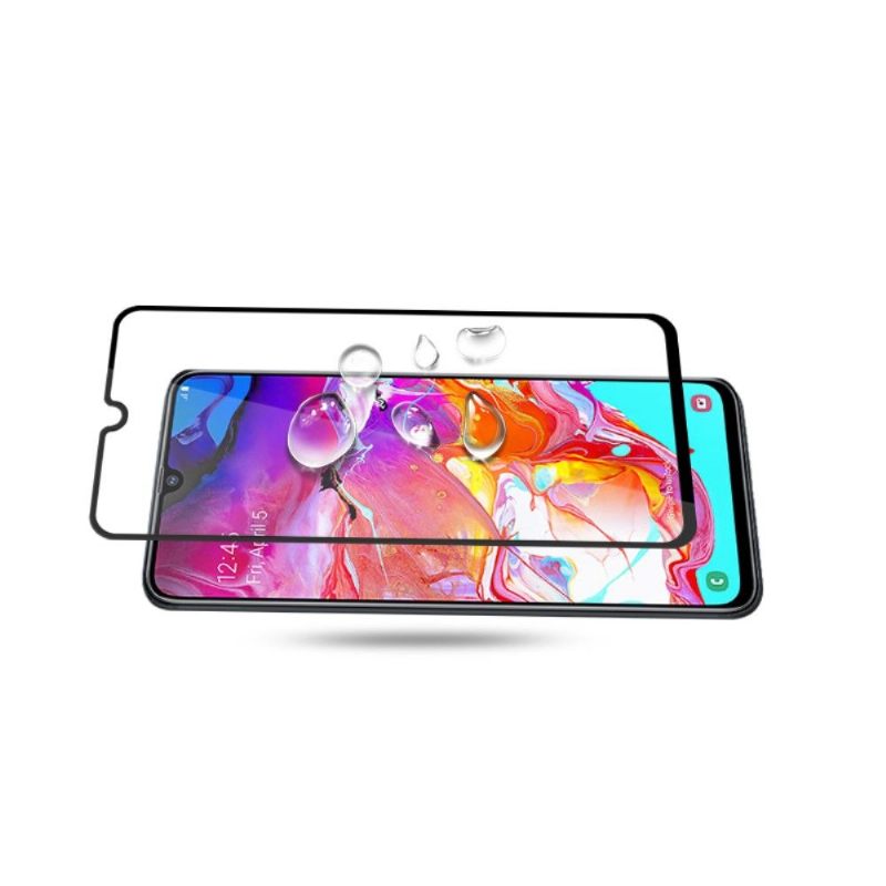 Telefoonhoesje voor Samsung Galaxy A70 Anti-fall Bescherming Hoesje Schermbeschermer Van Gehard Glas Op Ware Grootte - Zwart